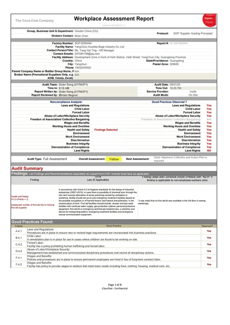 Coca-Cola  certification